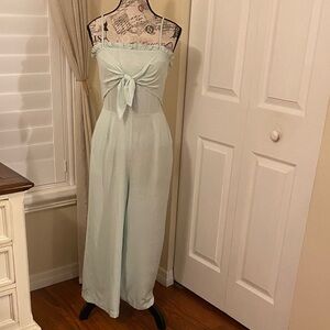 Blue Rain Seafoam Tie-Front Ruffle Jumpsuit – Size Small